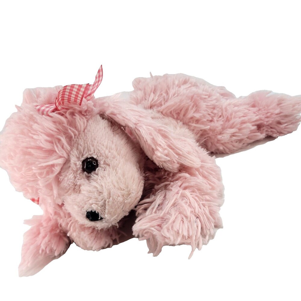 Koala Baby Pink Floppy Poodle Plush 12" Puppy Dog Gingham Bows Stuffed Shaggy